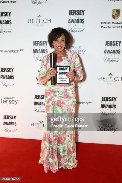 Dame Shirley Bassey attends the Jersey Style Awards 2017 in association with Chopard at The Royal Jersey Showground on June 24, 2017 in Trinity,...