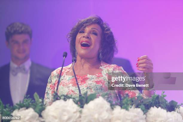 Dame Shirley Bassey performs at the Jersey Style Awards 2017 in association with Chopard at The Royal Jersey Showground on June 24, 2017 in Trinity,...