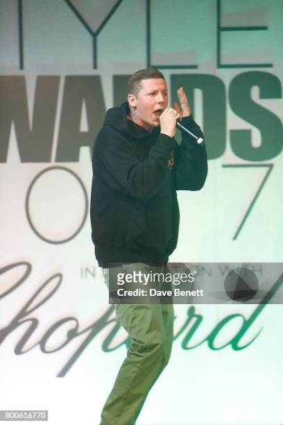 Professor Green performs at the Jersey Style Awards 2017 in association with Chopard at The Royal Jersey Showground on June 24, 2017 in Trinity,...