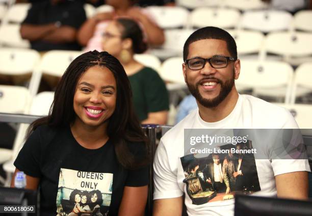 Jemele Hill and Michael Smith at the Slam Dunk Contest during the 2017 BET Experience at Los Angeles Convention Center on June 24, 2017 in Los...