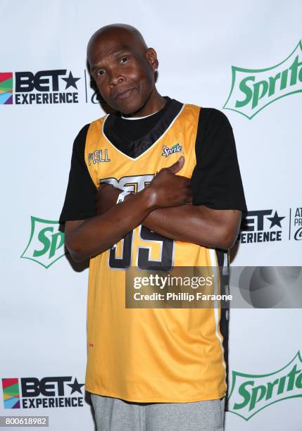 Radio personality Big Boy poses backstage at the Celebrity Basketball Game, presented by Sprite and State Farm, during the 2017 BET Experience, at...