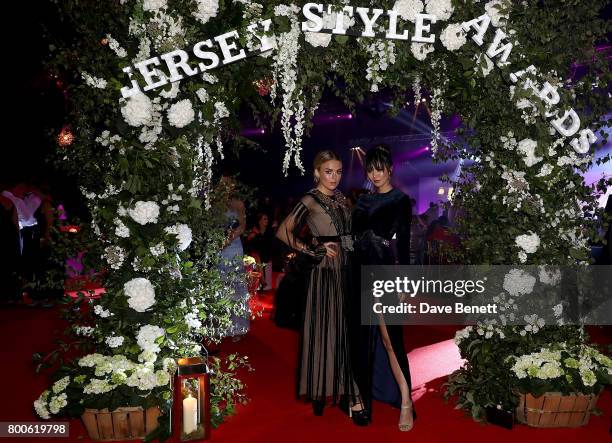 Tallia Storm and Betty Bachz attend the Jersey Style Awards 2017 in association with Chopard at The Royal Jersey Showground on June 24, 2017 in...