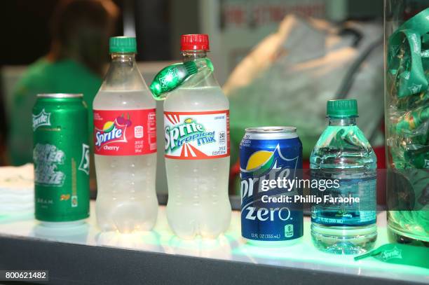 Beverages are displayed backstage at the Celebrity Basketball Game, presented by Sprite and State Farm, during the 2017 BET Experience, at Staples...