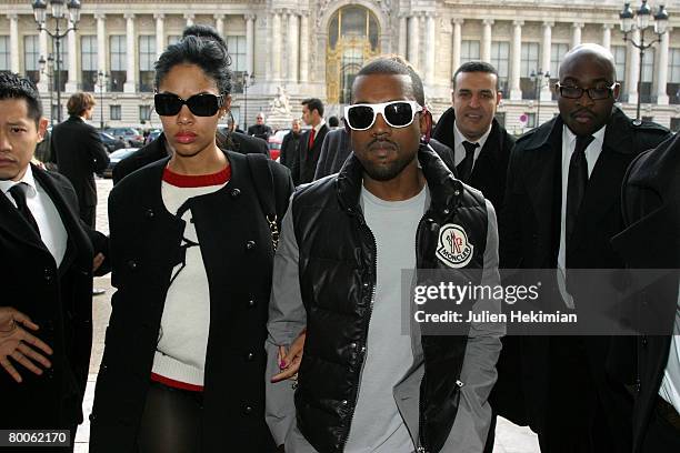 Kanye West and his wife arrive at the Chanel Fall Winter 2008/09 Fashion show on February 29, 2008 in Paris, France.