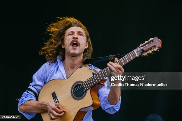 Eugene Huetz of Gogol Bordello performs during the second day of the Southside festival on June 24, 2017 in Neuhausen, Germany.