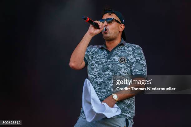 Rapper Aykut Anhan aka Haftbefehl performs during the second day of the Southside festival on June 24, 2017 in Neuhausen, Germany.