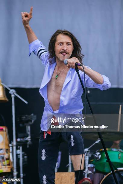 Eugene Huetz of Gogol Bordello performs during the second day of the Southside festival on June 24, 2017 in Neuhausen, Germany.