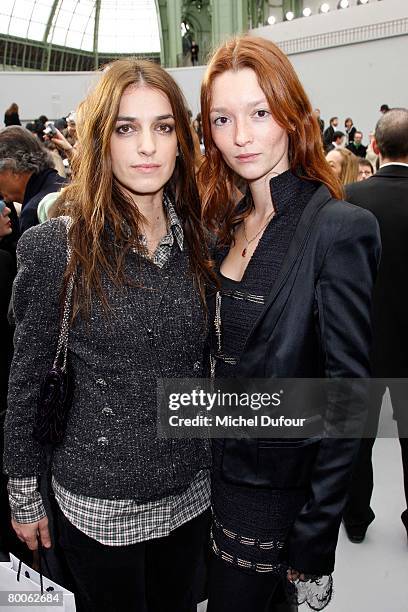 Joana Preiss and Audrey Marney attend the Chanel Fashion show, during Paris Fashion Week Fall-Winter 2008-2009 at the Grand Palais on February 29th,...