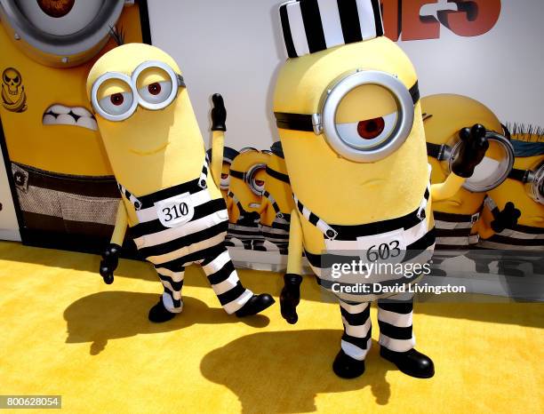 Minions arrive at the premiere of Universal Pictures and Illumination Entertainment's "Despicable Me 3" at The Shrine Auditorium on June 24, 2017 in...