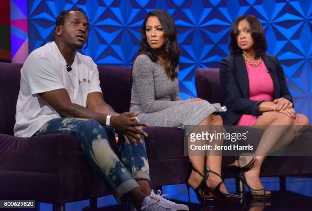Pusha T, Angela Rye, and Marilyn Mosby at day one of Genius Talks, sponsored by AT&T, during the 2017 BET Experience at Los Angeles Convention Center...