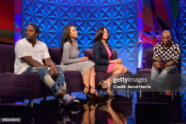 Pusha T, Angela Rye, Marilyn Mosby, and Charlamagne tha God at day one of Genius Talks, sponsored by AT&T, during the 2017 BET Experience at Los...