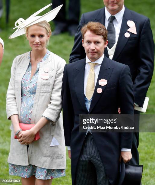 James Blunt doffs his top hat to Queen Elizabeth II as he and wife Sofia Wellesley attend day 5 of Royal Ascot at Ascot Racecourse on June 24, 2017...