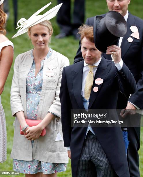 James Blunt doffs his top hat to Queen Elizabeth II as he and wife Sofia Wellesley attend day 5 of Royal Ascot at Ascot Racecourse on June 24, 2017...