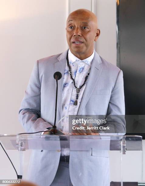 Music Mogul Russell Simmons receives the Icon Award at the Culture Creators 2nd Annual Awards Brunch Presented By Motions Hair And Ciroc at Mr. C...