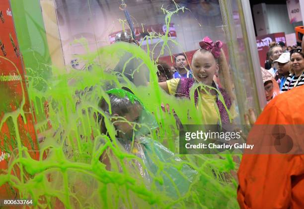 Social influencer and Nickelodeon Star JoJo Siwa attends the Nickelodeon Booth at VidCon 2017 at Anaheim Convention Center on June 24, 2017 in...