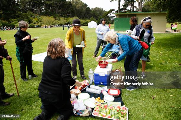 People attend the Resistance Summer Community Potluck in Golden Gate Park on June 24, 2017 in San Francisco, California.