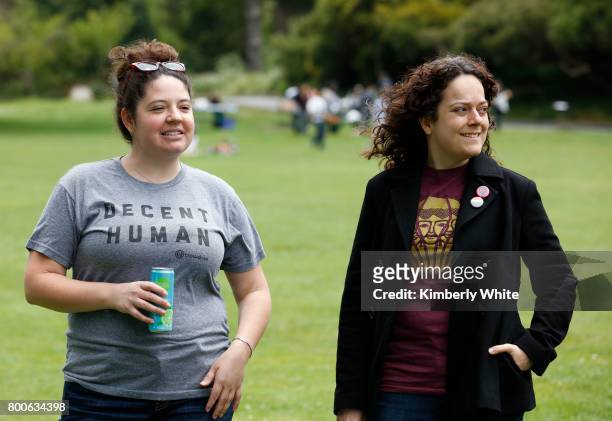 People attend the Resistance Summer Community Potluck in Golden Gate Park on June 24, 2017 in San Francisco, California.
