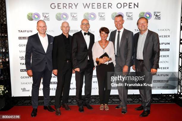 Oliver Keeb, Harald Lampp , Jochen Stahler, Henning Schleemann and his wife, Bernhard Kiesel attend the Gerry Weber Open Fashion Night 2017 during...