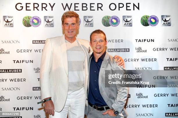 Uli Stein and Fabian Hambuechen attend the Gerry Weber Open Fashion Night 2017 during the Gerry Weber Open 2017 at Gerry Weber Stadium on June 24,...