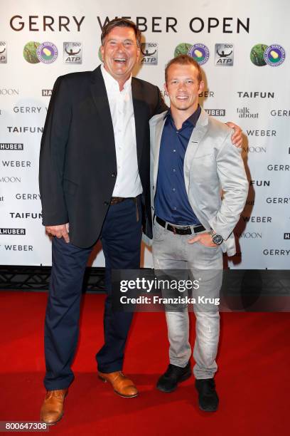 Klaus Kaercher and Fabian Hambuechen attend the Gerry Weber Open Fashion Night 2017 during the Gerry Weber Open 2017 at Gerry Weber Stadium on June...