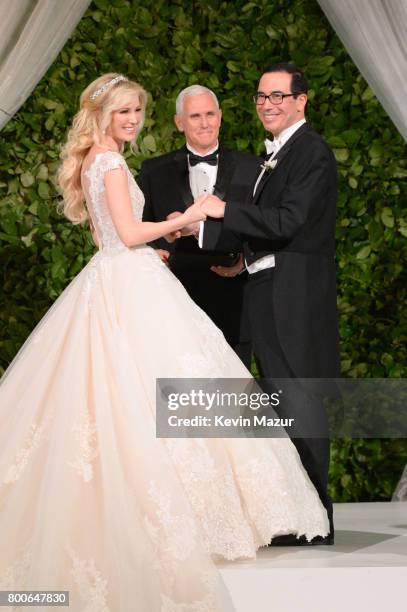 Vice President Mike Pence officiates the wedding of Louise Linton and Secretary of the Treasury Steven Mnuchin on June 24, 2017 at Andrew Mellon...