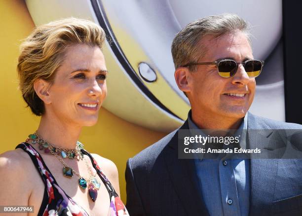 Actress Kristen Wiig and actor Steve Carell arrive at the premiere of Universal Pictures and Illumination Entertainment's "Despicable Me 3" at The...