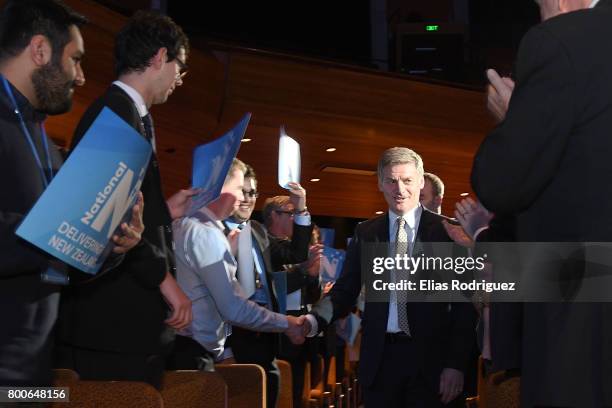 Prime Minister, Rt Hon Bill English arrives to the National Party 81st Annual Conference at Michael Fowler Centre on June 25, 2017 in Wellington, New...