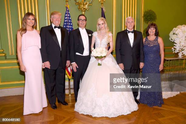First Lady Melania Trump, President Donald Trump, Secretary of the Treasury Steven Mnuchin, Louise Linton, Vice President Mike Pence, and Second Lady...