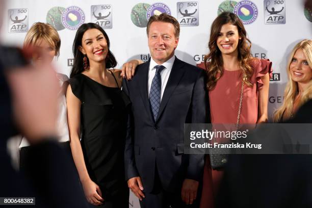 Model Rebecca Mir, CEO Ralf Weber, model Alisar Ailabouni and blogger Carolin Faerber attends the Gerry Weber Open Fashion Night 2017 during the...
