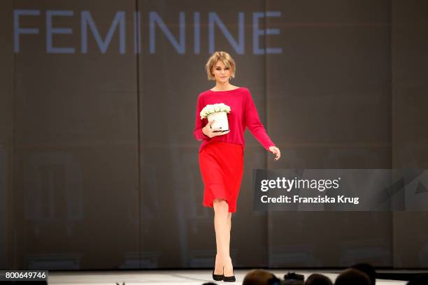 Model Luisa Hartema walks the runway at the Gerry Weber Open Fashion Night 2017 during the Gerry Weber Open 2017 at Gerry Weber Stadium on June 24,...