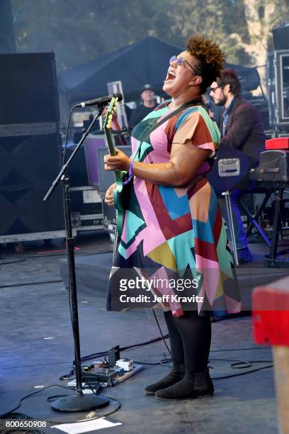 Musican Brittany Howard of musical group Alabama Shakes performs on The Oaks stage during Arroyo Seco Weekend at the Brookside Golf Course at on June...