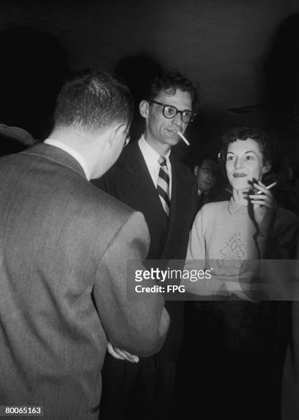 American playwright Arthur Miller and his wife Mary attend a reception in honour of Italian actor and director Vittorio de Sica at the Museum of...
