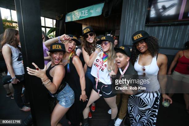 Group guests pose for a picture at Teaze during NYC Pride at The DL on June 24, 2017 in New York City.
