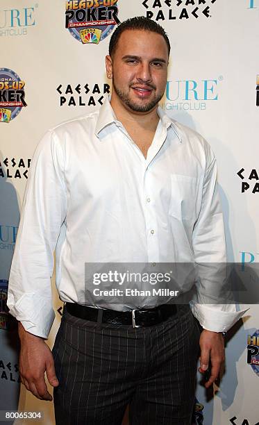 Poker player Michael Mizrachi arrives at the draw party for NBC's fourth National Heads-Up Poker Championship at the Pure Nightclub at Caesars Palace...