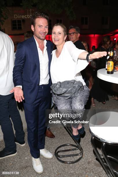 Sebastian Hoeffner and Michaela Schaffrath during the 'Audi Director's cut' Party during the Munich film festival at Praterinsel on June 24, 2017 in...