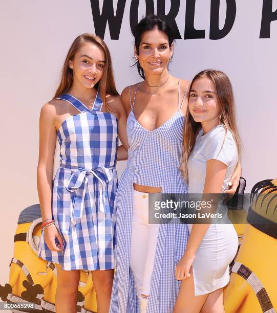 Finley Sehorn, actress Angie Harmon, and Avery Sehorn attend the premiere of "Despicable Me 3" at The Shrine Auditorium on June 24, 2017 in Los...