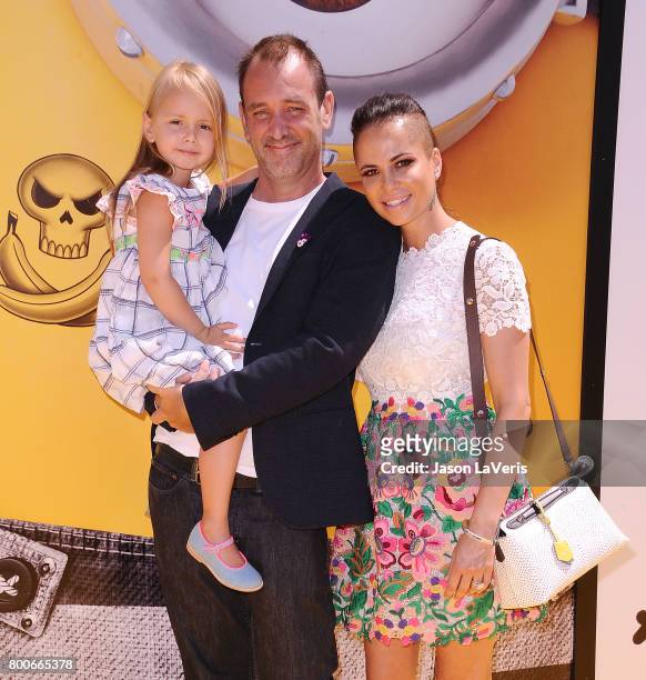 Trey Parker, wife Boogie Tillmon and daughter Betty Parker attend the premiere of "Despicable Me 3" at The Shrine Auditorium on June 24, 2017 in Los...