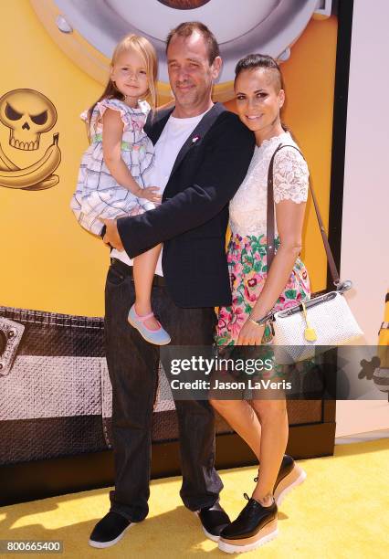 Trey Parker, wife Boogie Tillmon and daughter Betty Parker attend the premiere of "Despicable Me 3" at The Shrine Auditorium on June 24, 2017 in Los...