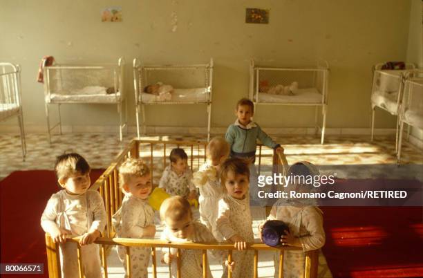 Romania, children in an orphanage in Bucarest, circa 1995.