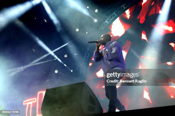 ScHoolboy Q performs onstage at night three of the STAPLES Center Concert, sponsored by Sprite, during the 2017 BET Experience at Staples Center on...