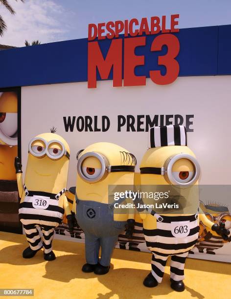 Minions attend the premiere of "Despicable Me 3" at The Shrine Auditorium on June 24, 2017 in Los Angeles, California.