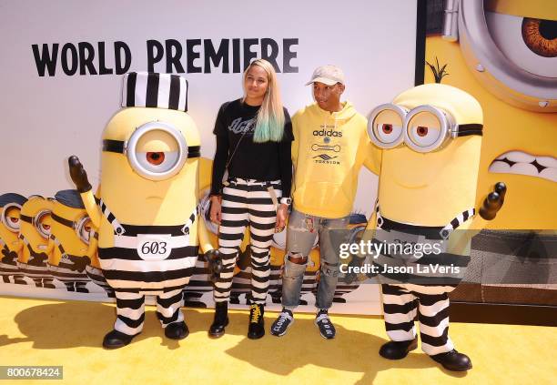 Pharrell Williams and wife Helen Lasichanh attend the premiere of "Despicable Me 3" at The Shrine Auditorium on June 24, 2017 in Los Angeles,...