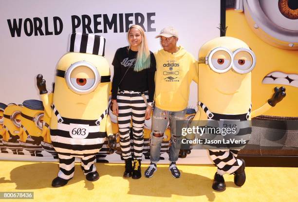 Pharrell Williams and wife Helen Lasichanh attend the premiere of "Despicable Me 3" at The Shrine Auditorium on June 24, 2017 in Los Angeles,...