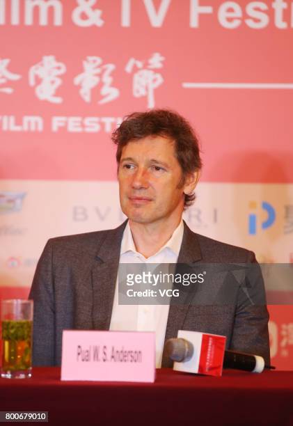English director Paul William Scott Anderson attends the Press Conference for Actors on the Red Carpet for Golden Goblet Awards during the 20th...