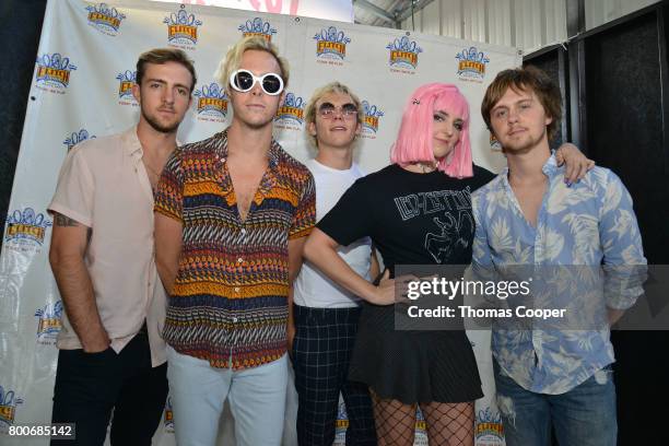 Rocky, Riker, Ross, Rydel Lynch and Ellington Ratliff of the Pop Band R5 at Elitch Gardens on June 24, 2017 in Denver, Colorado.