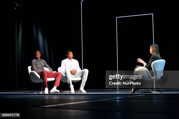 Giannis and Thanasis Antetokounmpo at the Onassis Cultural Centre in Athens, Greece, June 24, 2017. The two brothers discussed about the difficulties...