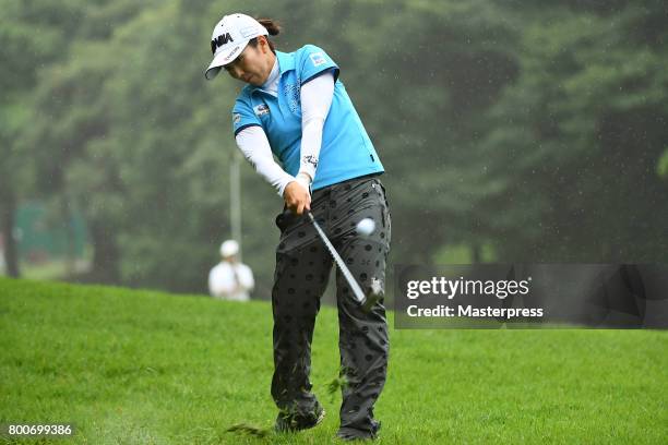 Ritsuko Ryu of Japan shots during the final round of the Earth Mondamin Cup at the Camellia Hills Country Club on June 25, 2017 in Sodegaura, Japan.