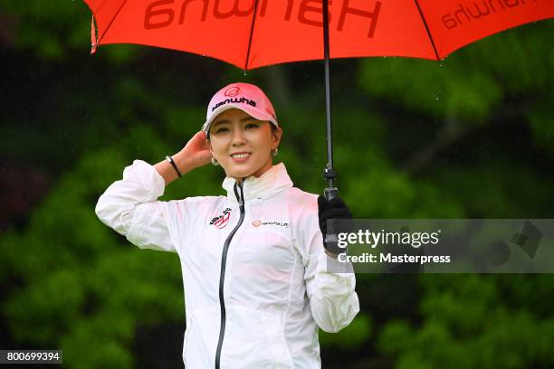 Chae-Young Yoon of South Korea smiles during the final round of the Earth Mondamin Cup at the Camellia Hills Country Club on June 25, 2017 in...