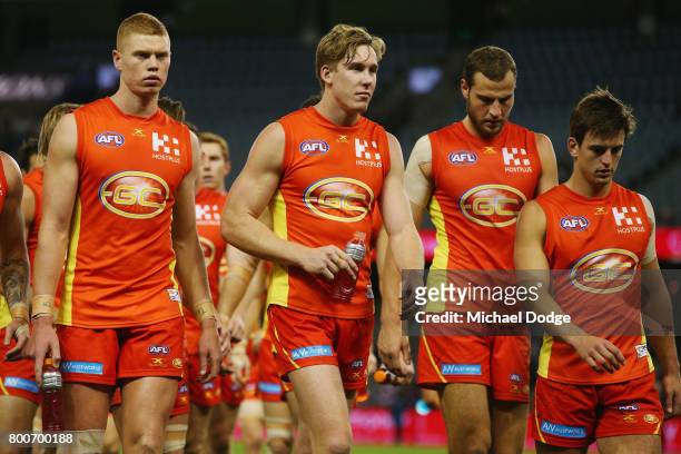 Tom Lynch of the Suns looks dejected after defeat during the round 14 AFL match between the St Kilda Saints and the Gold Coast Suns at Etihad Stadium...