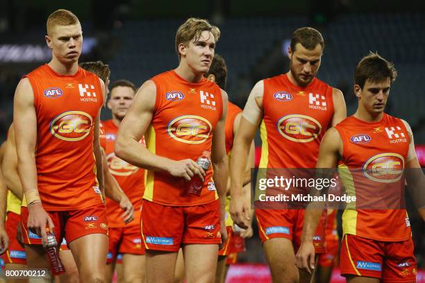 Tom Lynch of the Suns looks dejected after defeat during the round 14 AFL match between the St Kilda Saints and the Gold Coast Suns at Etihad Stadium...